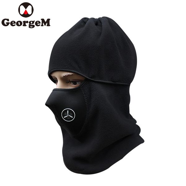

georgem face mask outdoor half face mask cover winter warm fleece neck guard cycling sports air filter 3 colors, Black