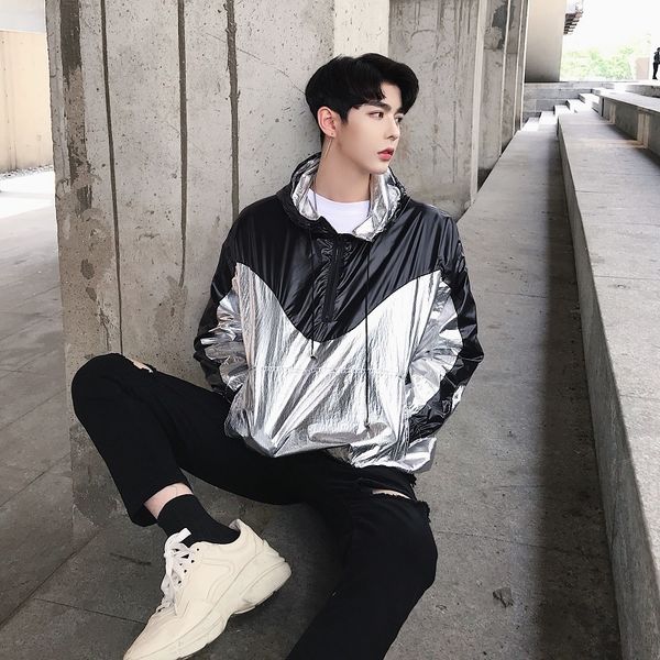 

2018 summer new men's simple youth solid color loose personality fashion casual long-sleeved jacket temperament locomotive, Black;brown