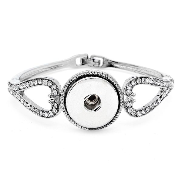 

silvery style noosa snap button heart alloy bracelet fit 18mm adjustable size snap buttons jewelry snap buttons bracelet, Golden;silver