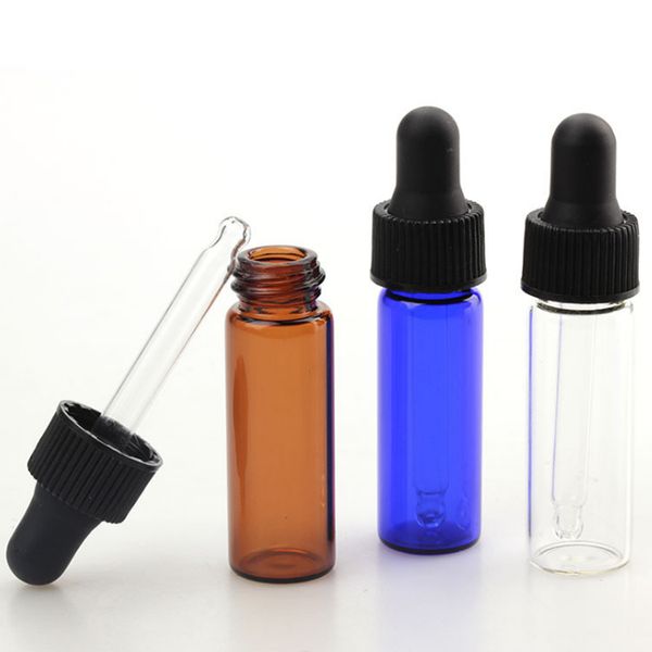 

blue clear amber essential oil bottle 4ml wholesale glass dropper bottles with with black rubber dropper in usa au uk ca market