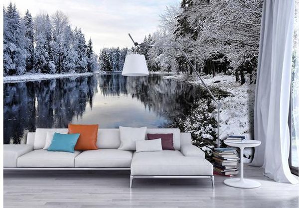 

обои для гостиной гор озеро лес снег пейзаж природа пейзаж фон стена