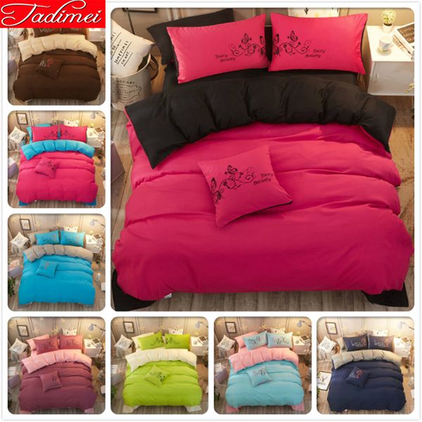 

red black ab side bedding set 3/4 pcs kids soft bed linen single  king size quilt duvet cover 220x240 200x230 180x220
