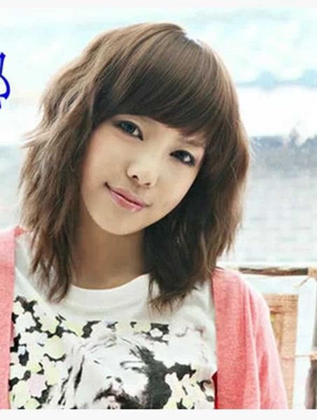 

light brown curly semi-circle medium hairstyle wig hair sexy, Black;brown