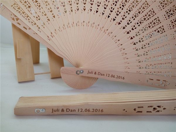 

100pcs/lot fragrance wood fan chinese style wedding fan with bride & groom's name & wedding date personalized