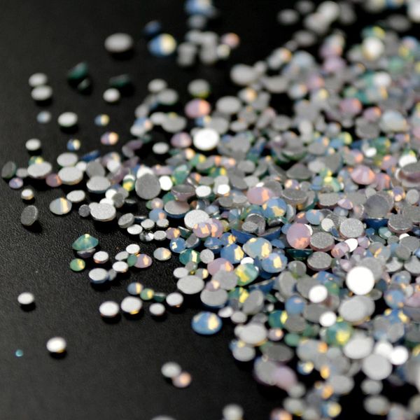 

mix rhinestones on nails opal crystals of opal rhinestones for nail glass gems 3d nail art strass ongle decorations mjz1025, Silver;gold