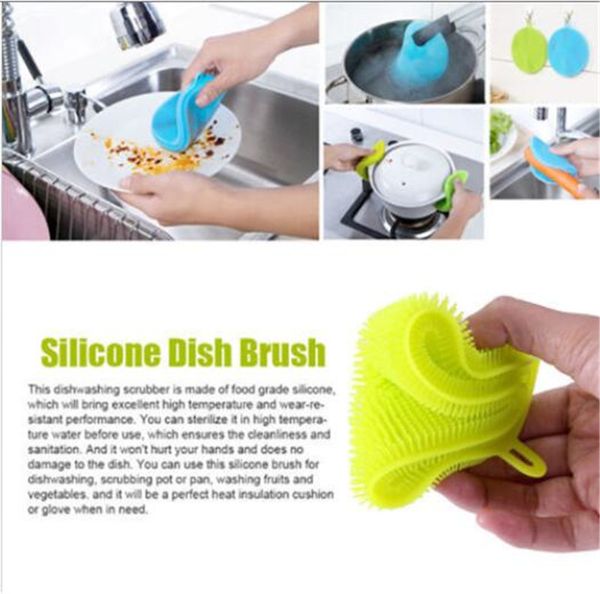 

magic cleaning brushes silicone dish bowl scouring pad pot pan easy to clean wash brushes cleaning brushes kitchen