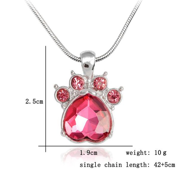 

xinyao 12 colors quartz crystal dog paw birthstone pendant necklace for women long chain statement necklaces birthday gift colar, Silver