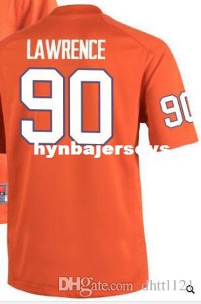 

men #90 orange white dexter lawrence clemson tigers alumni jersey stitched football jerseys, Black;red