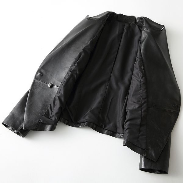 

goods new pattern suit short fund genuine clothing loose coat leather jacket women, Black