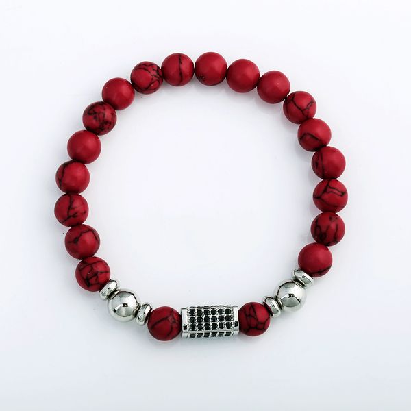 

classic natural stone red beads bracelets zircon decoration for women chakra bangles bijoux men jewelry friend popular, Black