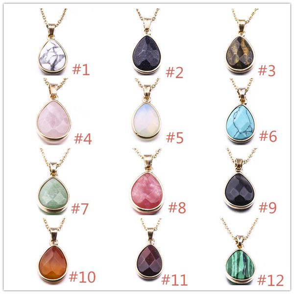 

fashion gold color water drop natural stone necklace opal pink crystal druzy drusy necklace for women jewelry, Silver