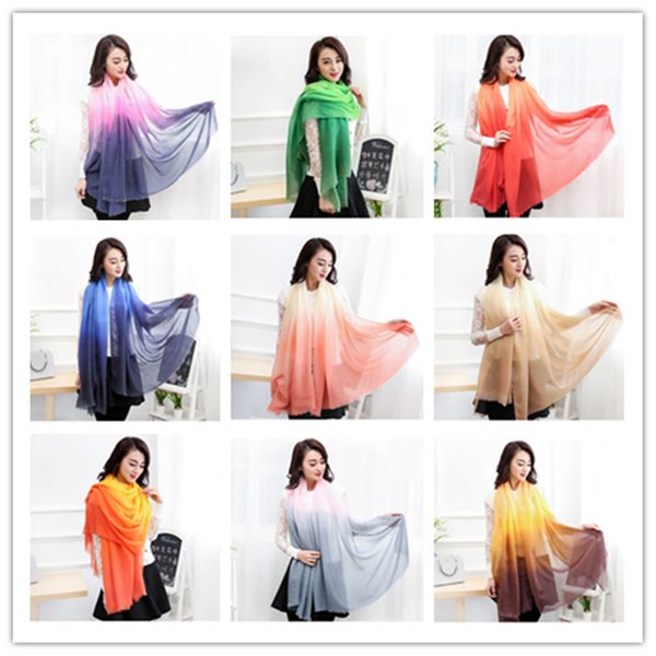 

fashion women gradient silk scarf scarves soft elegant long wrap ladies printed shawl scarf femme scarf, Blue;gray
