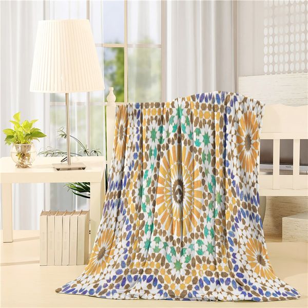

flannel throw blanket moroccan traditional moroccan mosaic tile style art moon and star at the center ottoman motifs