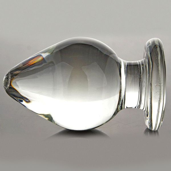 VAHPPY1 Stück Extra großer riesiger Kopf Glas Analplugs G-Punkt Kristall Analplug Bombenplug Super Big Size Pyrex Glas Analsexspielzeug Y18110106