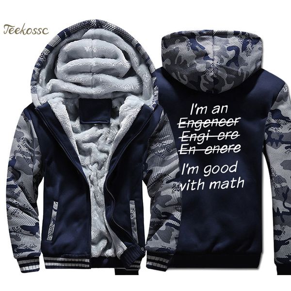 

i'm an engineer i'm good at math hoodie men funny engeneer physics graduate hooded sweatshirt coat winter fleece thick jacket, Black