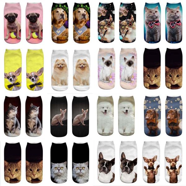 Großhandel Hund Katze Design Socken 3d Druck Weibliches Tier Drucken Socken Frauen Socken Calcetines Mujer Casual Strumpfwaren Baumwolle Socke Von