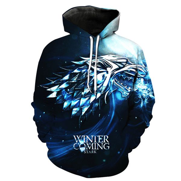 

fashion men/women funny movie game of thrones harajuku style 3d funny printed crewneck sweatshirt fashion casual hoodies h491, Black