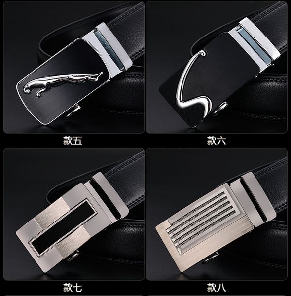 

explosive leather men's belt business automatic buckle leopard men's leather belt, Black;brown