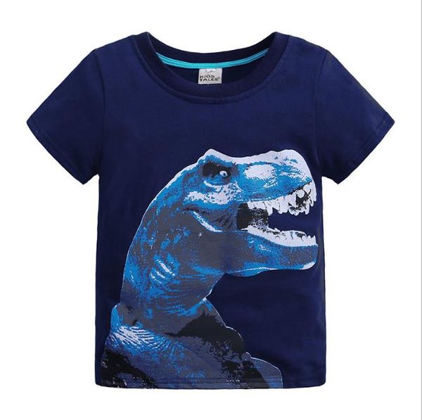 

children summer clothing baby boy t shirt cotton dinosaur short sleeve t-shirt kid boy casual sport t-shirt 1-6y shirts, Blue