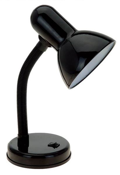 Простой дизайн основной металлический настольная лампа с гибким шлангом шеи, черный
