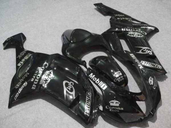 KAWASAKI Ninja için motosiklet Fairing vücut kiti ZX6R 07 08 ZX-6R Kaporta ZX 6R 2007 2008 636 Parlak siyah kaportalar set