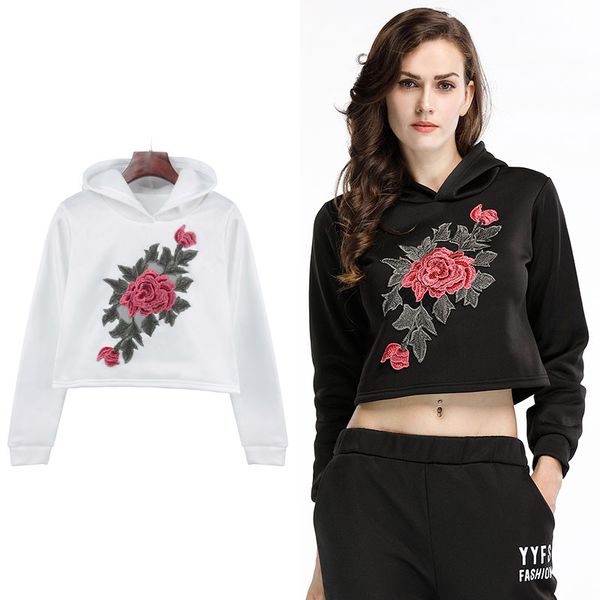 

bofute new women's clothing flowers embroidery sweatshirt long sleeve coat b5563, Black