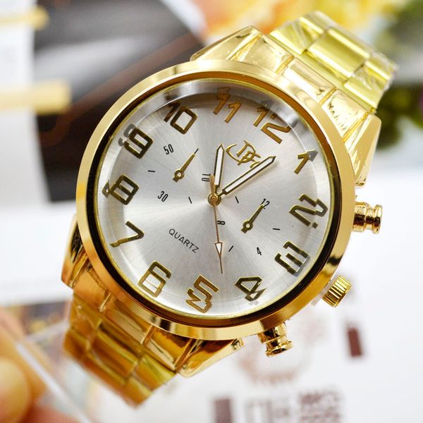 

jhlf new large dial steel band men's watch fashion movement student watch male quartz for foreign trade, Slivery;brown