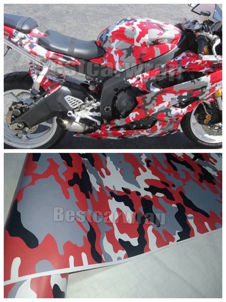 Rote arktische Schneetarn-Vinylfolie für Fahrzeugautofolierung, Grafik-Camouflage-Aufkleberfolie mit Luftblasenfreiheit, 1,52 x 30 m, 5 x 98 Fuß
