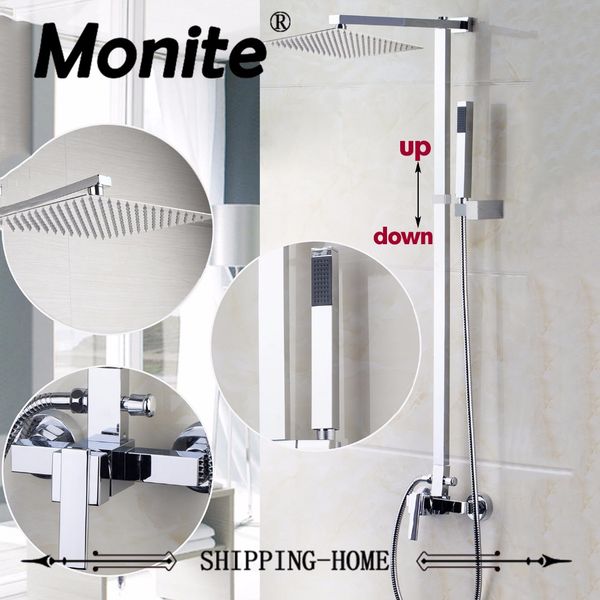 

new brand wall mounted bathroom 8"abs rainfall shower faucet set mixer valve with hand shower single handle sink mixer taps