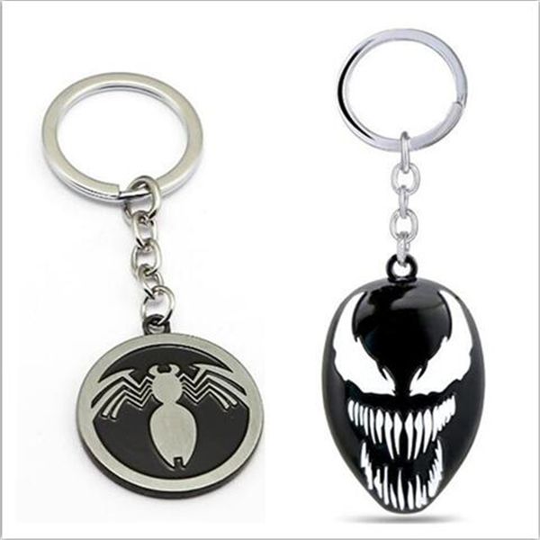 

hsic superhero venom keychain black metal mask eddie brock dark keyring holder men figures chaveiro llaveros, Silver