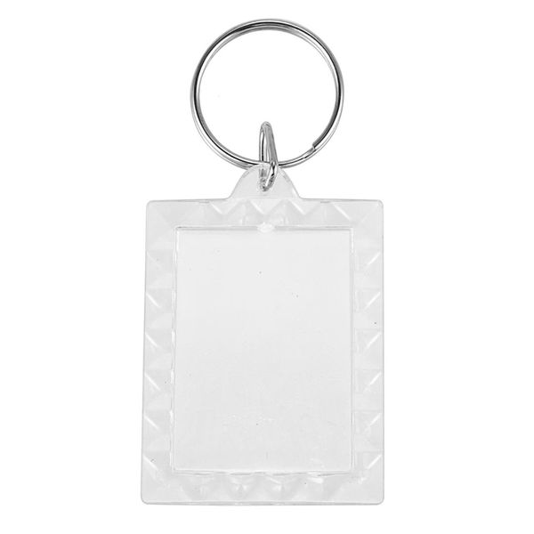 

lot of 5 pcs keychain ring diy rectangle lace blank p frame 3.9x5cm, Silver