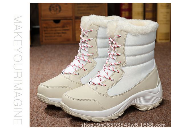 

women boots non-slip waterproof winter ankle snow boots women platform winter shoes with thick fur botas mujer, Black