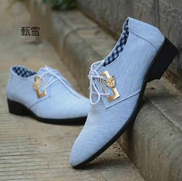 

spring and summer men's business casual cloth shoes trend male tie pointed breathable british tide, Black