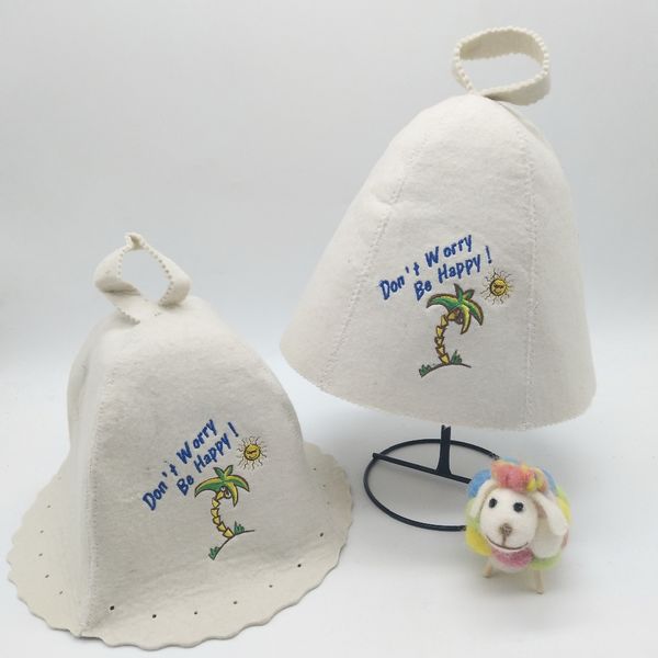 

the same embroidery with different styles of sauna hat