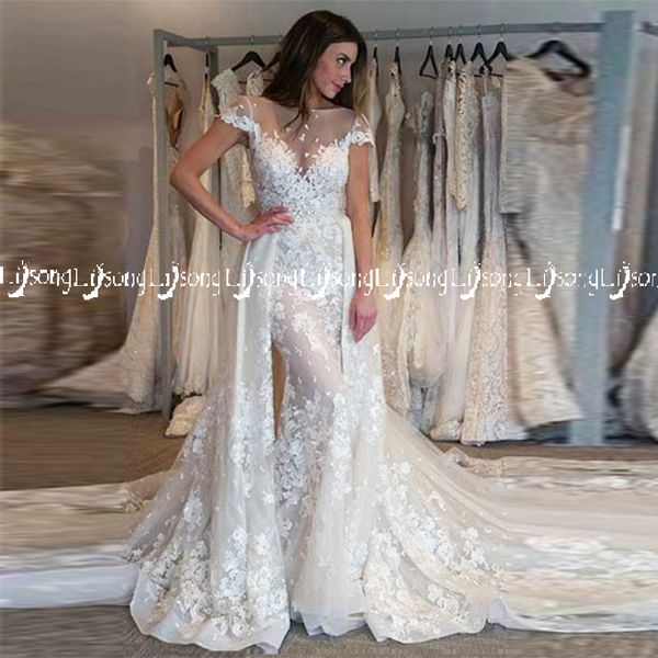 

великолепное свадебное платье трапеция аппликации чисто свадебные платья макси vestido де casamento на заказ высокая талия невесты длинные ф, White