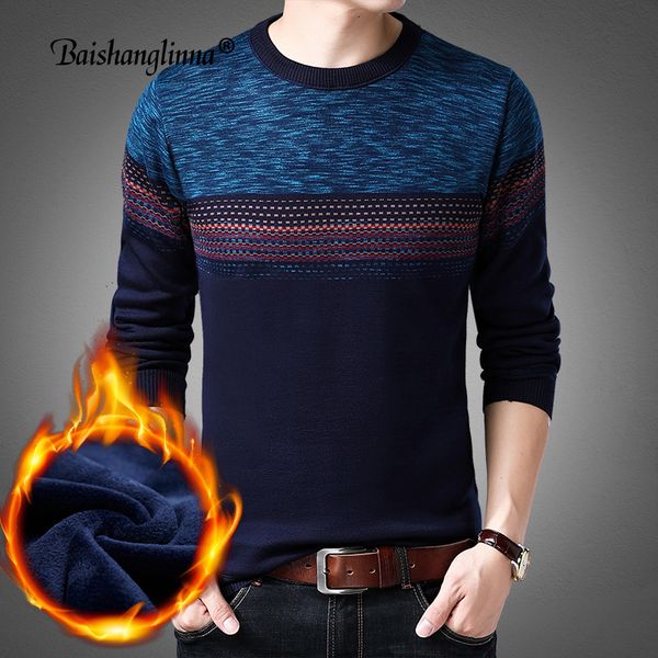 

baishanglinna 2018 sweaters men fashion brand casual o-neck slim fit knitted men wool sweaters and pullovers clothing 18114, White;black