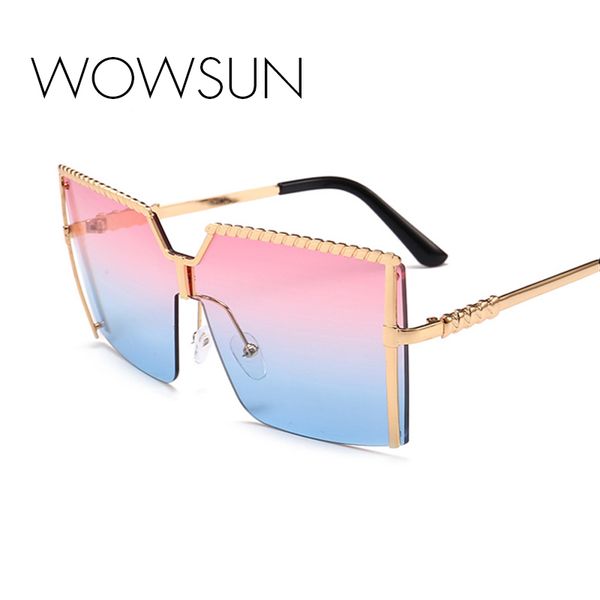 

wowsun new brand square солнцезащитные очки женщины мужчины alloy полурамка очки gradient lens мода uv400 a367, White;black