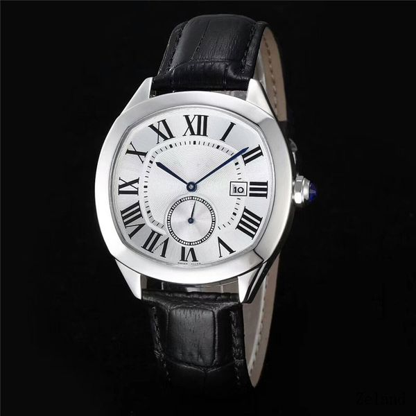 

AAA mens watches High quality luxury brand Genuine Leather strap small dial works male quartz watch for man best gift wristwatches relogios