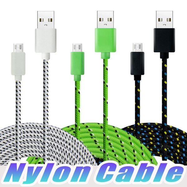 

Micro USB Cable High Speed Nylon Braided Cables Charging Sync Data Durable 3FT 6FT 10FT Nylon Woven Cords For iphone Samsung Xiaomi Huawei