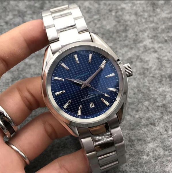 

mens watches master blue watches automatic movement 316l steel mineral sapphire wristwatch 41.5mm*15mm luxury men mechanical watch, Slivery;brown