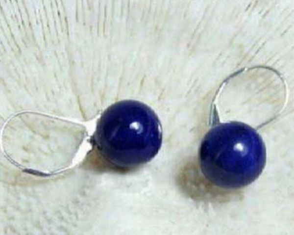 

10mm lapis lazuli beads 18kwgp hook earrings, Golden