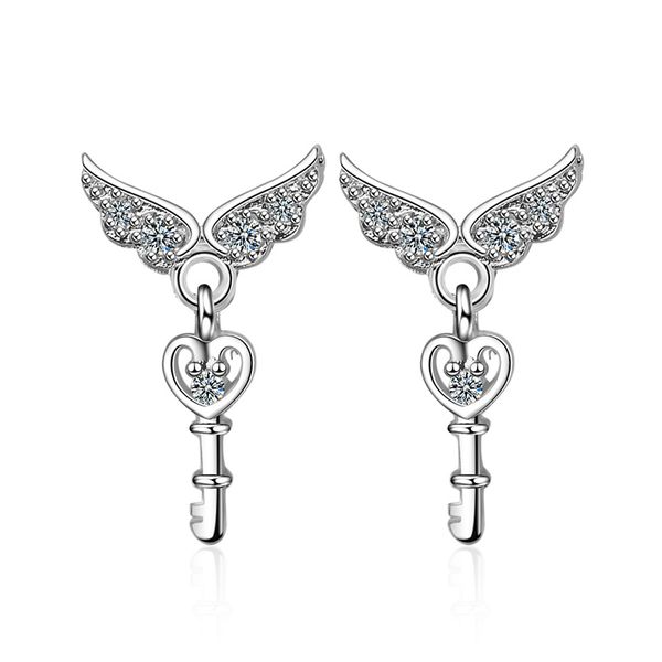

ed615 lot biker style selling angle wings and heart earrings silver fashion jewelry crazy motor biker earrings, Golden