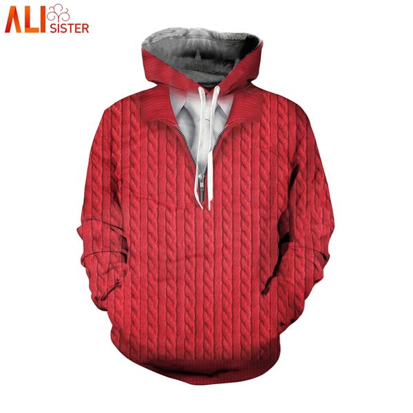 

alisister plus size fake 2 pieces hoodies sweatshirt men women 3d print funny tracksuit casual pullover outfits dropship, Black