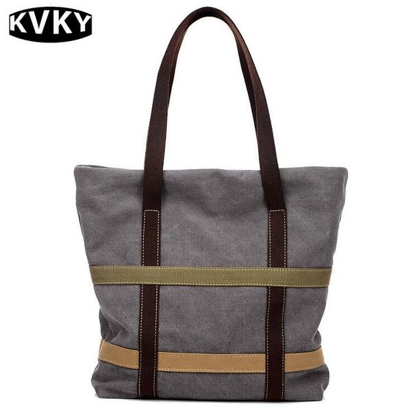 

kvky 2017 new vintage women canvas handbags fashion ladies large shoulder bags beach totes casual shopping bags bolsos mujer