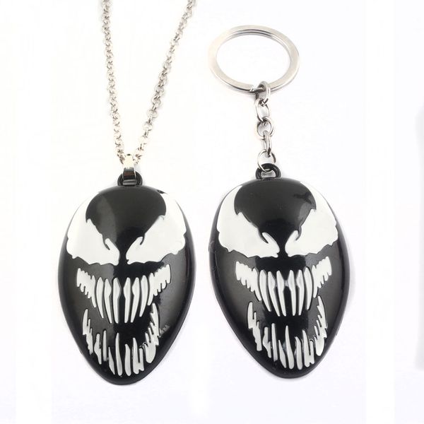 

new marvel movie venom black mask keychains avenger edward brock pendant keyring women men jewelry car accessories, Silver
