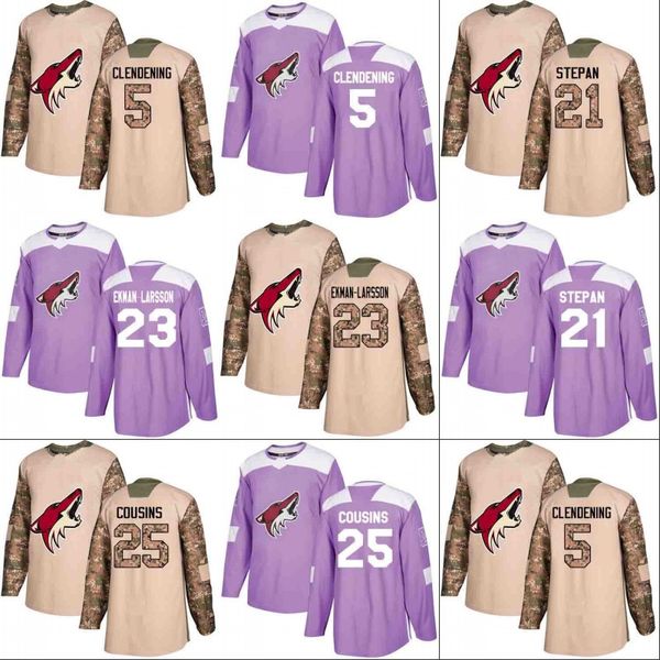 

Arizona Coyotes Veterans Day Fights Cancer Practice 15 Brad Richardson 6 Jakob Chychrun 25 Nick Cousins 32 Antti Raanta Hockey Jerseys