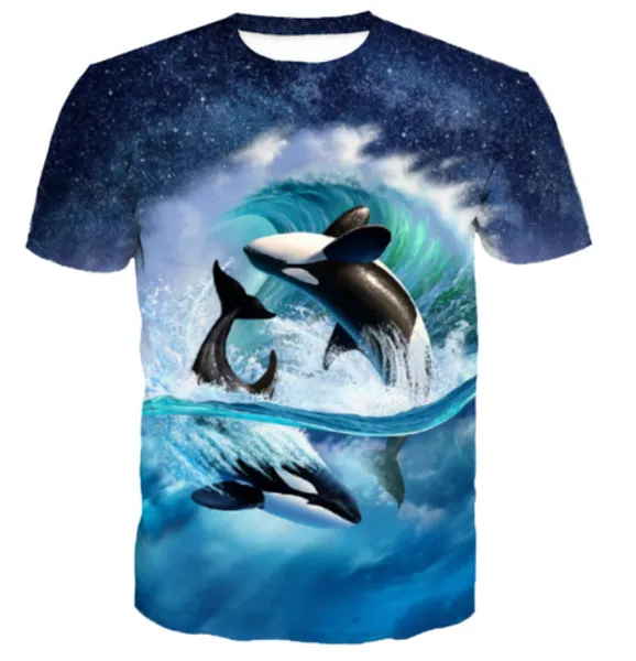 

new arrival men/women fish style playful blue whale 3d printed t-shirt summe style fashion casual t-shirt s-xxxxxxxl u568, White;black