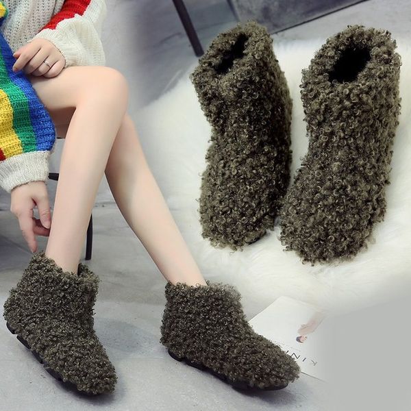 

real genuine leather female furry boots winter snow boots shoes with warm for women style booties fur shoes, Black