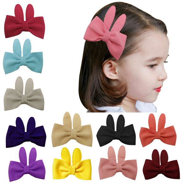 

girls bunny ears bow hair clip hair barrettes rabbit ear pretty cute classic head wear headdress hair accessories, Slivery;white