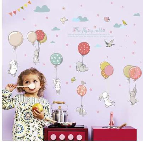 Баллон кролика на стену стикер детская комната украшения комнаты детский сад классная комната искусства фон AutoColant роспись